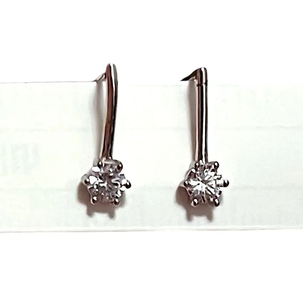 Sterling Silver Round CZ Stud Drop Earrings